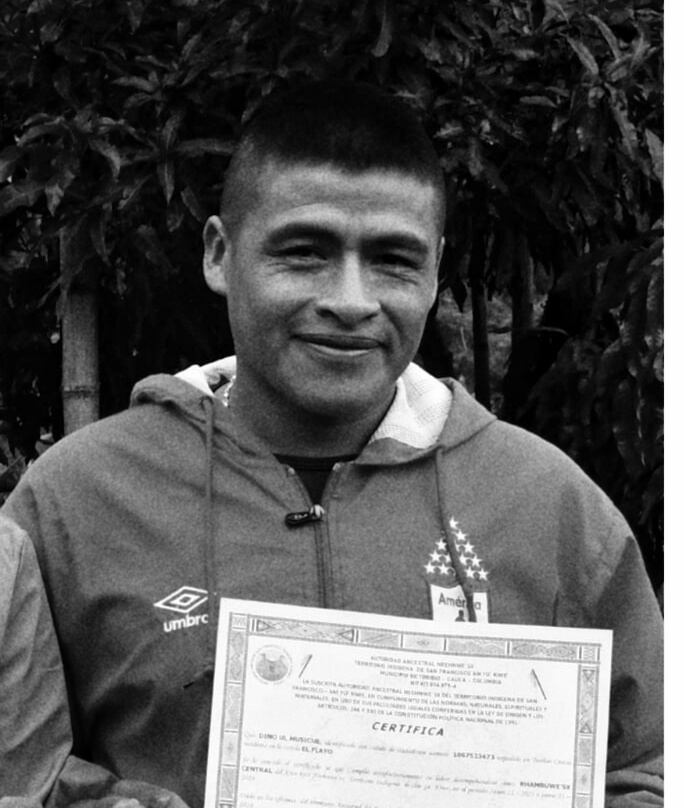 Dino Ul Musicue, líder asesinado en el Cauca. Crédito: Red de Apoyo, Cauca.