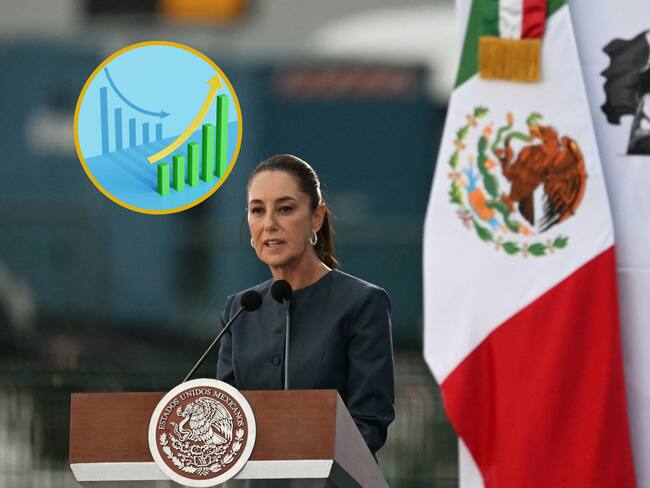 Sheinbaum y referencia del PIB. Foto: YURI CORTEZ/AFP/ Viatko Gasparic via Getty Images