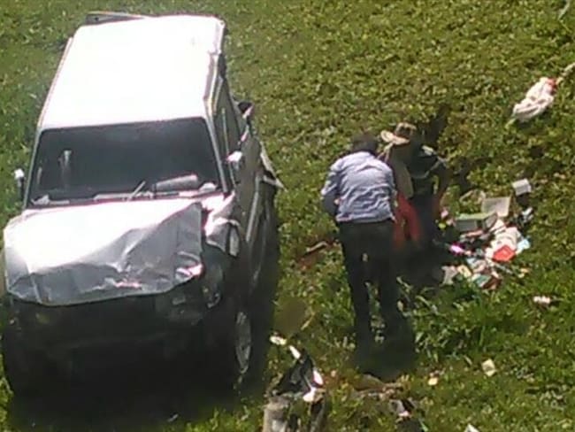 Accidente de tránsito en el que falleció el alcalde de Fredonia. Foto: Bomberos Fredonia