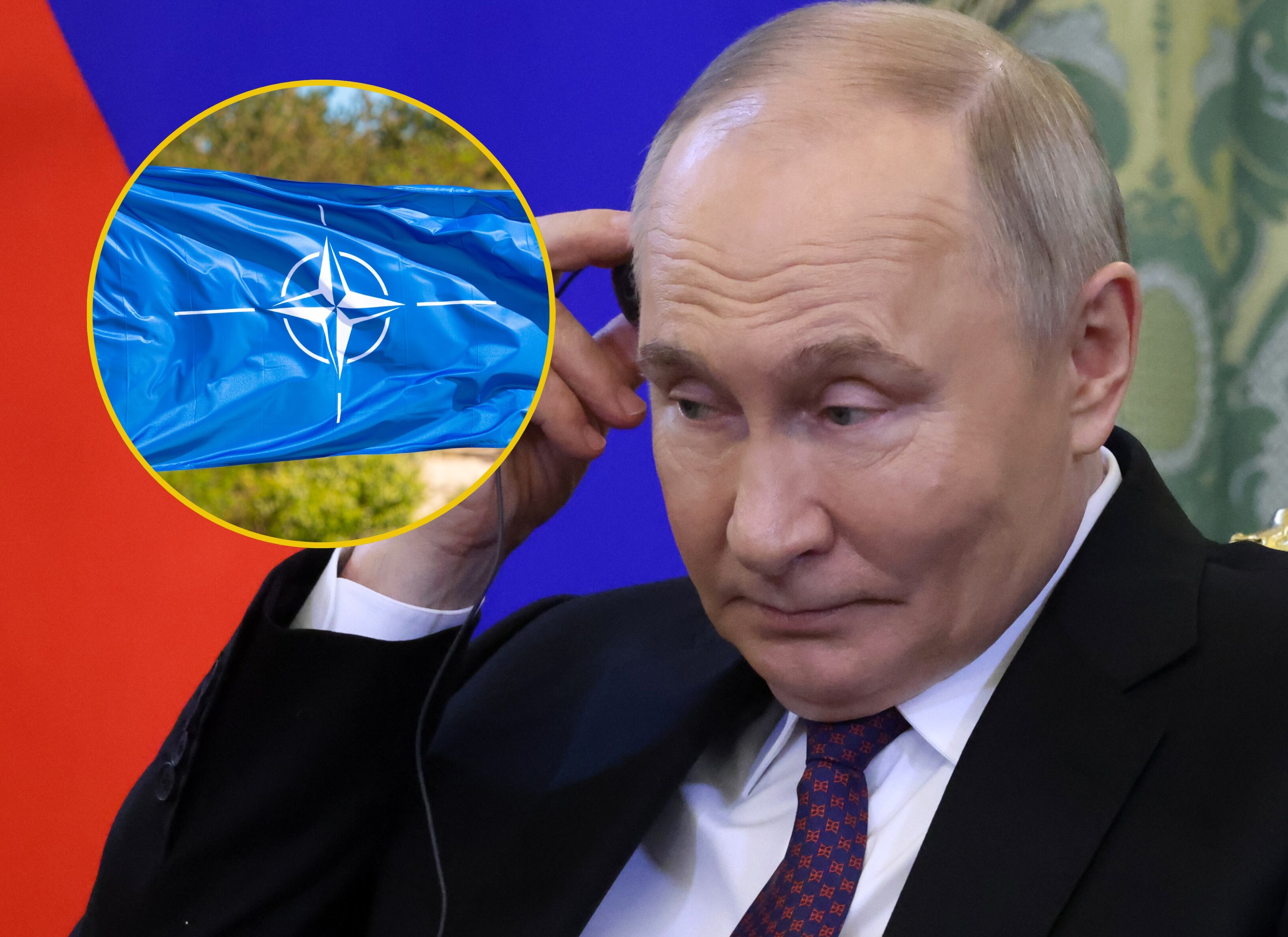 Vladímir Putin. FOTO: Contributor/Getty Images.// Bandera OTAN. FOTO: Getty Images