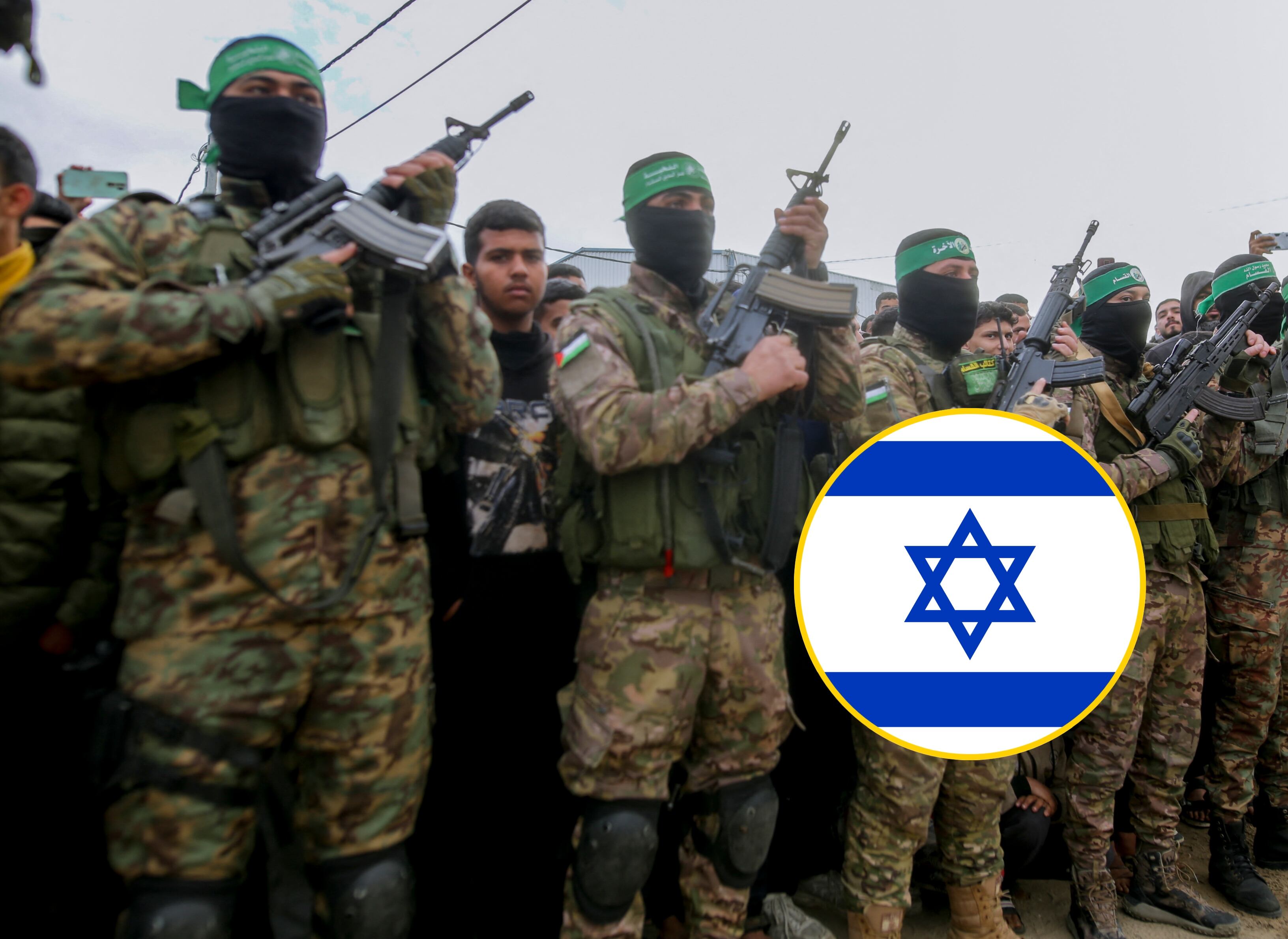 Miembros armados del grupo islamista Hamas. FOTO: YOUSSEF ALZANOUN/Middle East Images/AFP via Getty Images