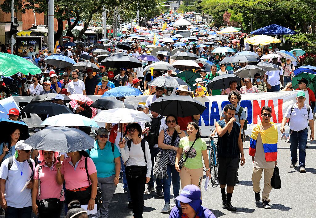 Manifestaciones en Colombia. Foto: Getty Images.