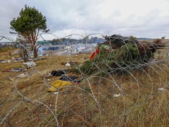 Foto de referencia de un campamento de migrantes desalojado en Bielorrusia. Foto: Getty Images