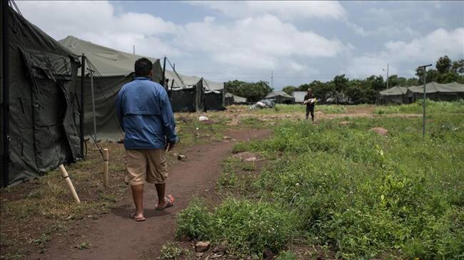 Migrantes nicaragüenses en el Centro de Atención Temporal de Migrantes (CATEM), en la ciudad de La Cruz, Costa Rica. Foto: Agencia Anadolu