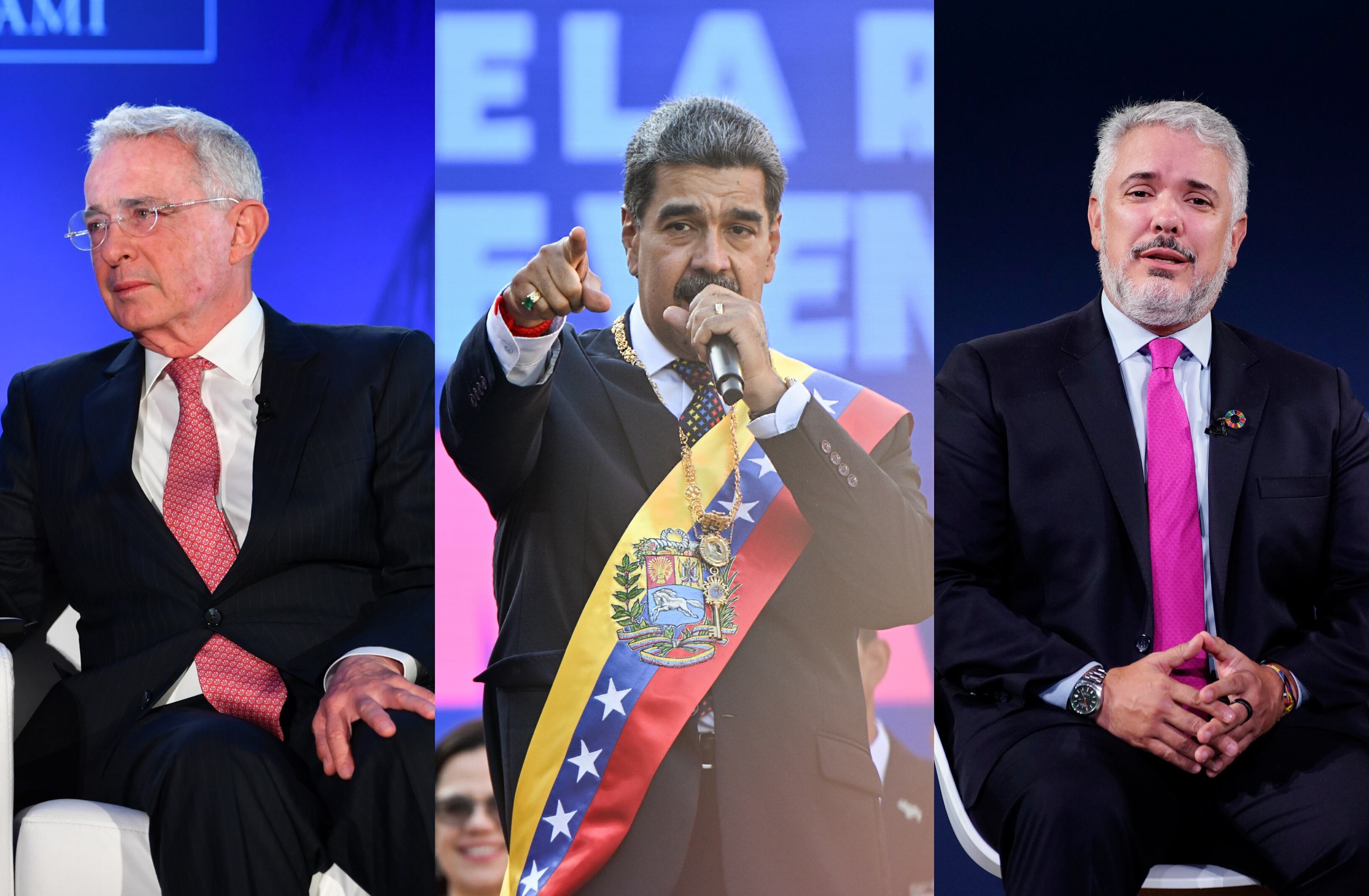 Álvaro Uribe, Nicolás Maduro e Iván Duque | Foto: Getty Images