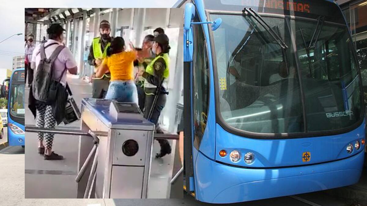 Video: Mujer se coló en el MIO, una policía le hizo el reclamo y terminaron a los golpes