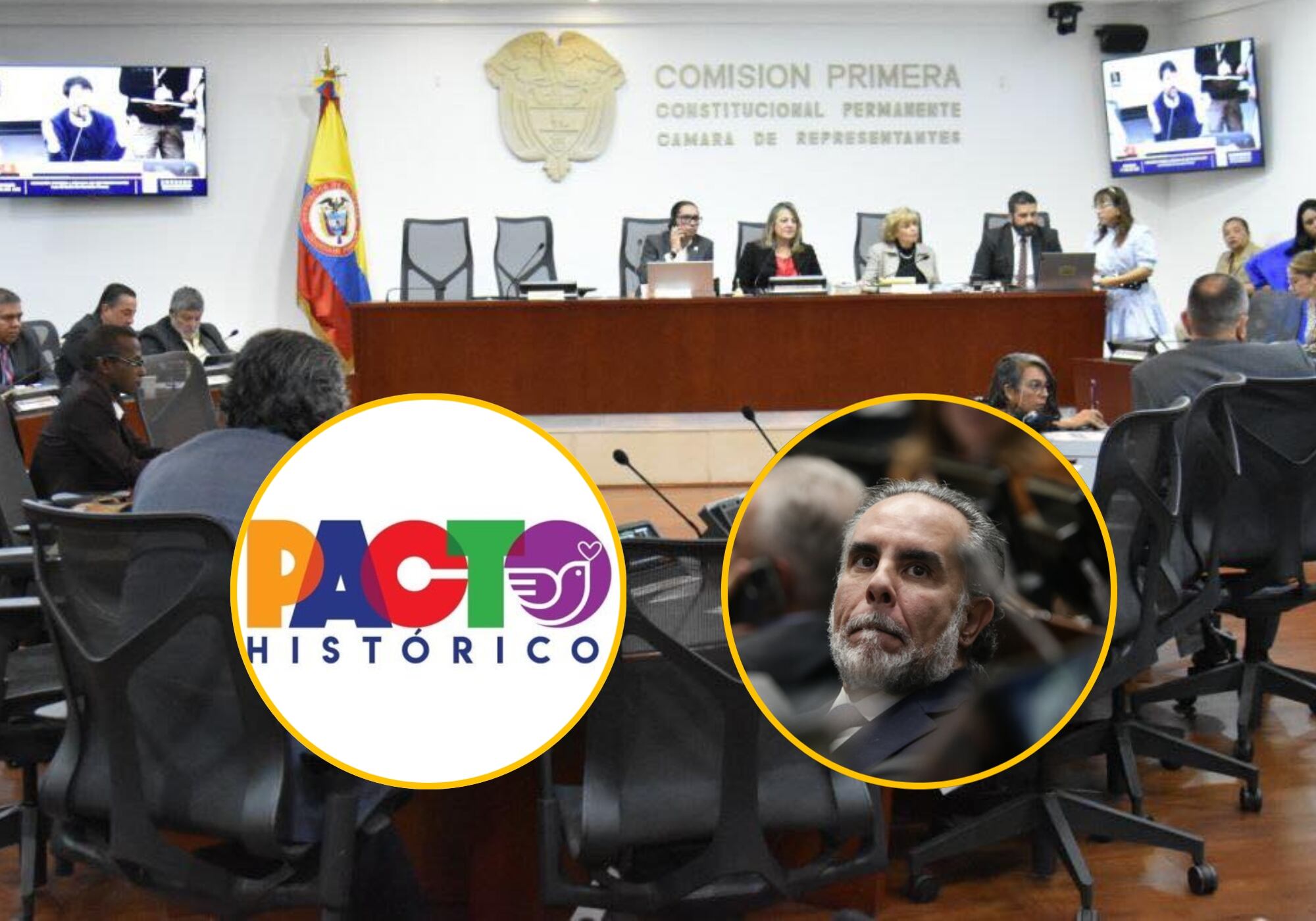 Pacto Histórico, Armando Benedetti y Comisión Primera. Fotos: X @PactoCol / (Colprensa - Catalina Olaya) / Suministrada