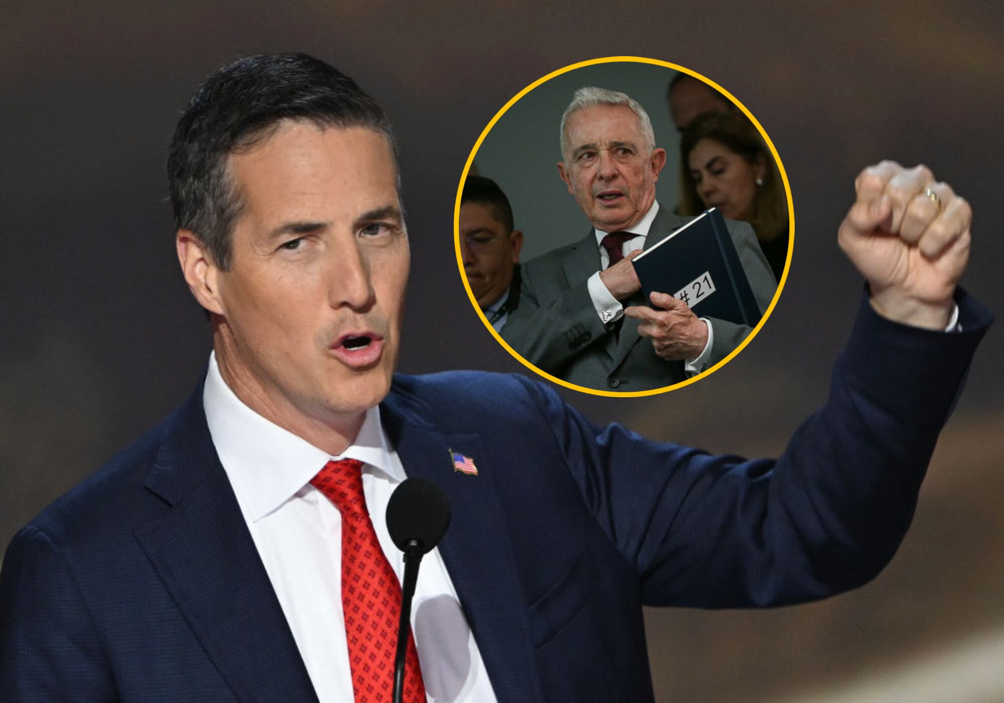 Bernie Moreno y Álvaro Uribe. Foto: (Photo by ANDREW CABALLERO-REYNOLDS/AFP via Getty Images) / (Colprensa - Cristian Bayona).