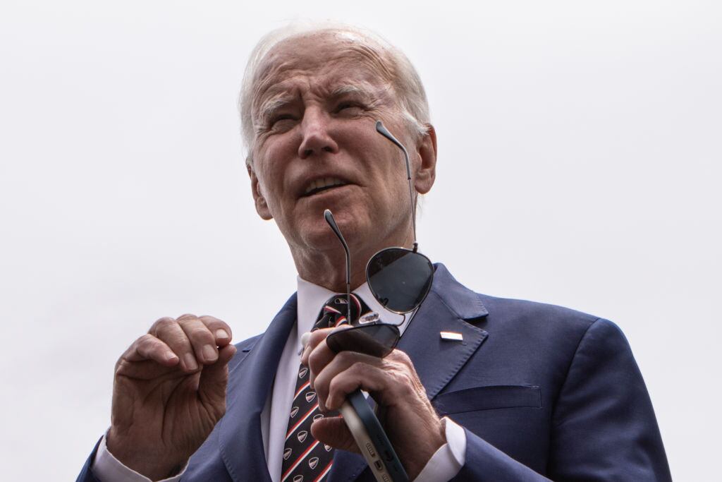 WASHINGTON, DC - MAY 28: U.S. President Joe Biden speaks to members of the press upon returning to the White House on May 28, 2023 in Washington, DC. Biden and the G.O.P. struck a deal to raise the debt limit to avoid default for two years. (Photo by Anna Rose Layden/Getty Images)