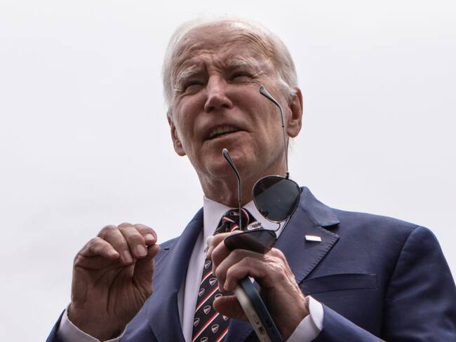WASHINGTON, DC - MAY 28: U.S. President Joe Biden speaks to members of the press upon returning to the White House on May 28, 2023 in Washington, DC. Biden and the G.O.P. struck a deal to raise the debt limit to avoid default for two years. (Photo by Anna Rose Layden/Getty Images)