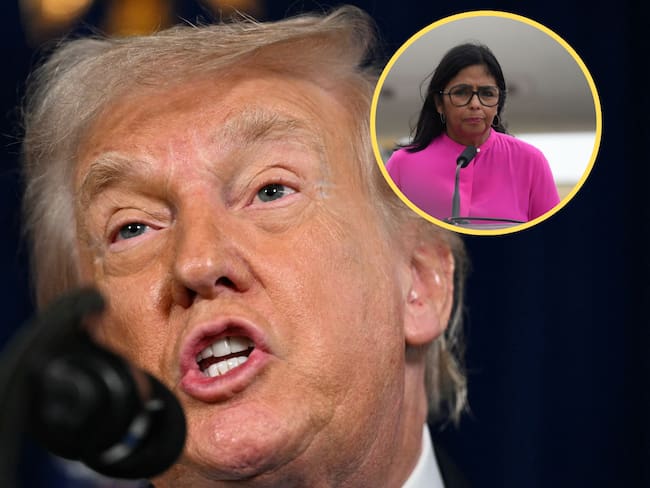 Donald Trump, presidente de estados Unidos, Delcy Rodríguez, vicepresidenta de Venezuela. Foto: Jim WATSON / AFP/ Carolina Cabral/Getty Images