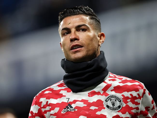 Cristiano Ronaldo en el calentamiento del Manchester United previo al partido ante el Chelsea