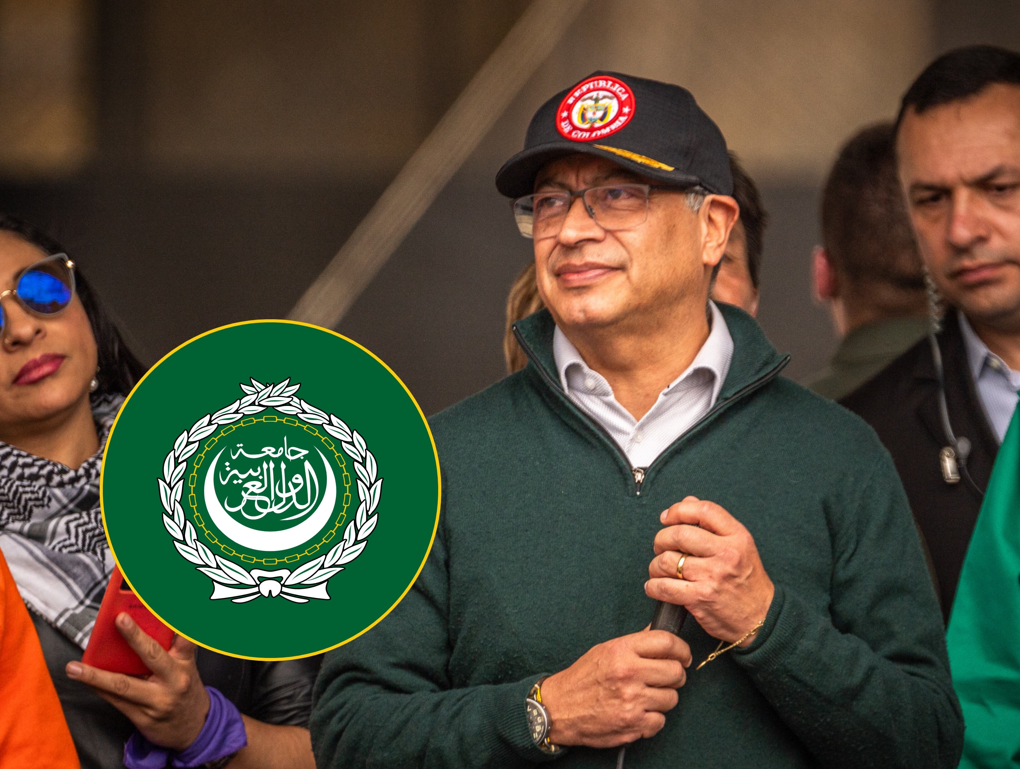 Gustavo Petro y logo de la Liga Árabe | Foto: GettyImages