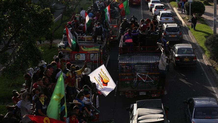 Manifestación Minga Indígena en Bogotá. Foto: Colprensa - Camila Díaz