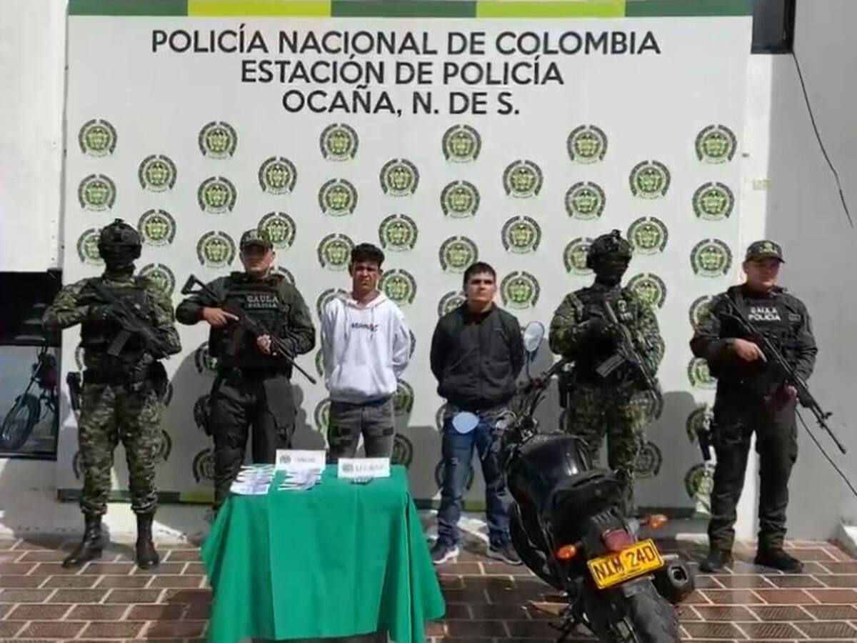Capturan a dos integrantes de ‘Los Pelusos’ por presunta extorsión en Ocaña, Norte de Santander