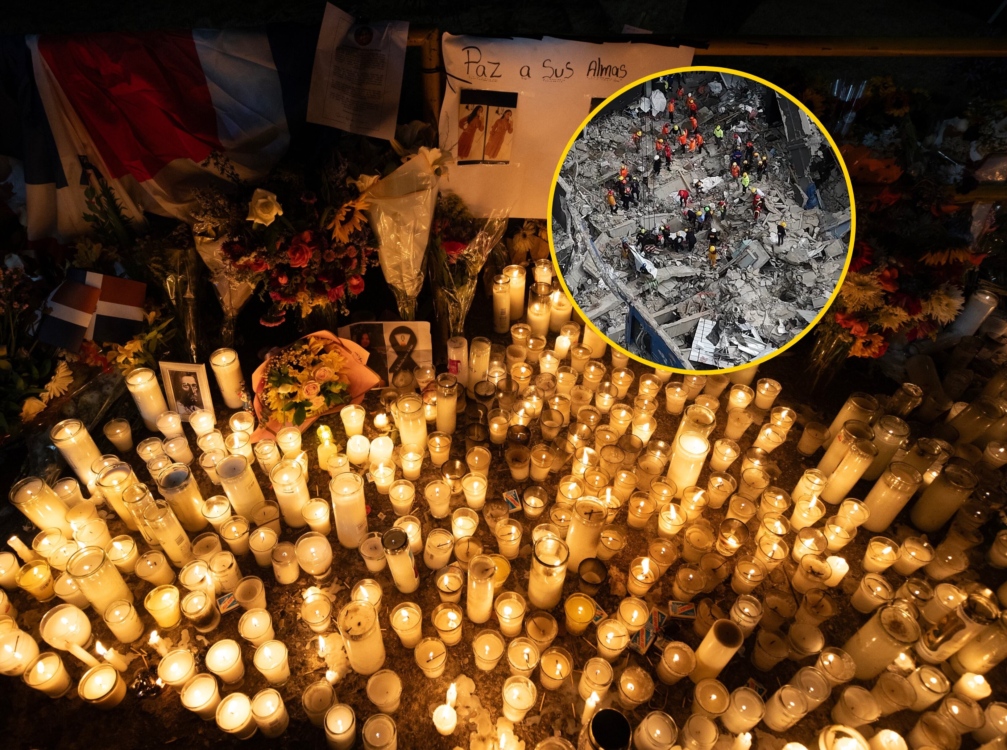 Velas en el homenaje de las más de 200 victimas mortales por colapso de techo en discoteca en Santo Domingo. FOTO: EFE/Orlando Barría