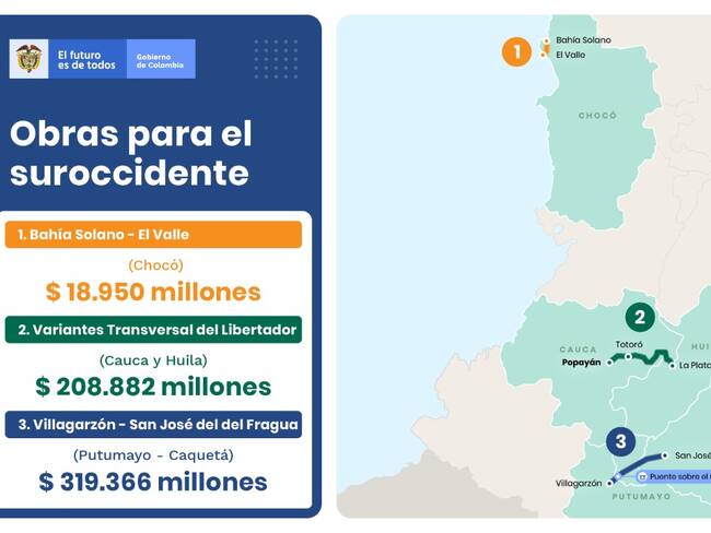 Adjudican millonaria cifra para mejorar la conectividad en Chocó, Cauca y Putumayo.