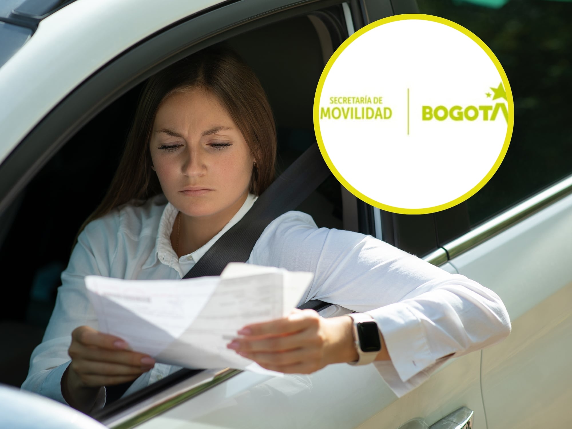 Referencia de multas de tránsito y logo de la Secretaría de Movilidad. Foto: Getty Images/ Página de Secretaría de Movilidad. 