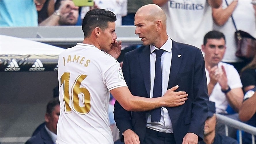 James Rodríguez y Zinedine Zidane. Foto: Getty