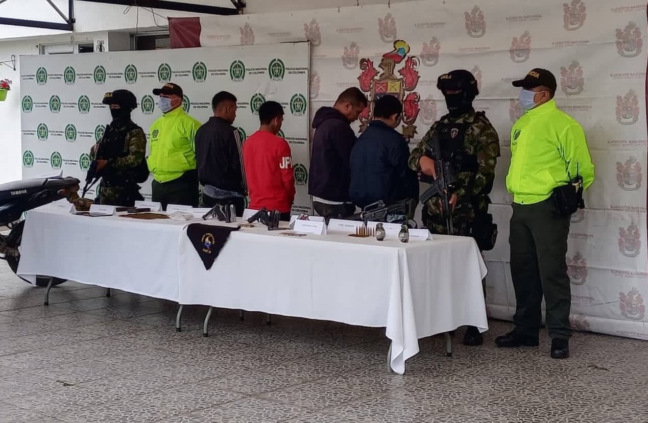 Captura de integrantes de las disidencias de las Farc en Popayán. Foto: Cortesía Policía