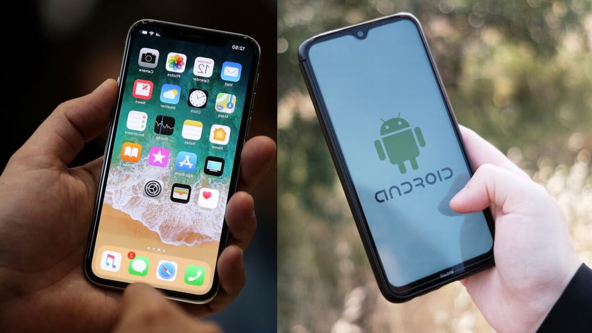 Celular iPhone y Celular Android (Getty Images)