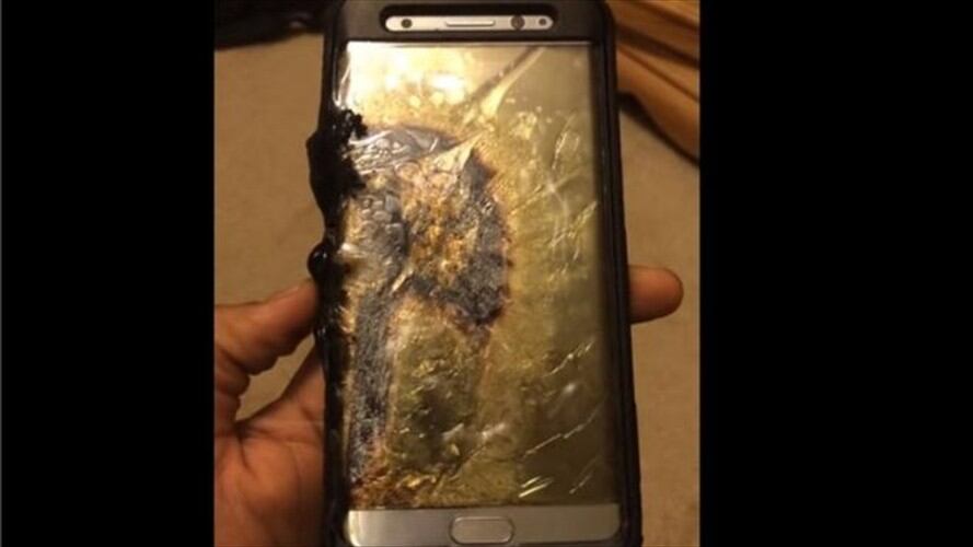 Este es el aspecto de un Galaxy Note 7 tras la explosión de la batería. Foto: ARIEL GONZALEZ
