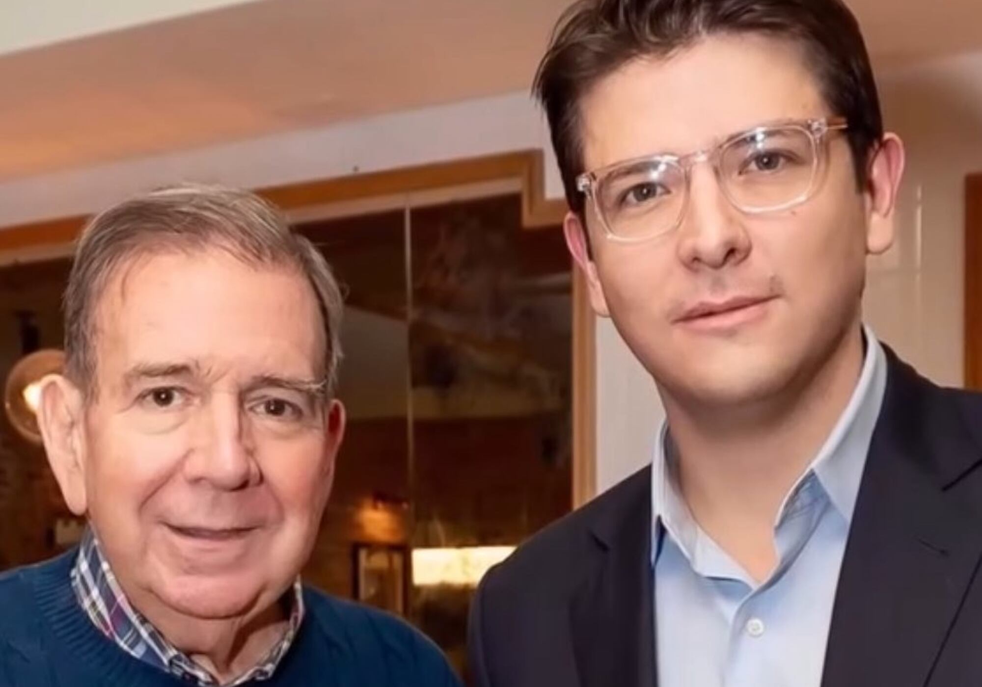 Edmundo González Urrutia junto al senador Miguel Uribe en Madrid. Foto: Cuenta en X de Edmundo González Urrutia.