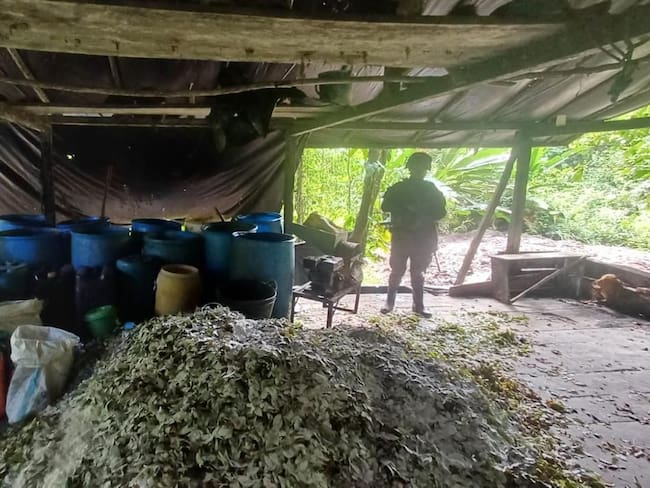 Laboratorio de droga en Cauca. Foto: Fuerzas Militares