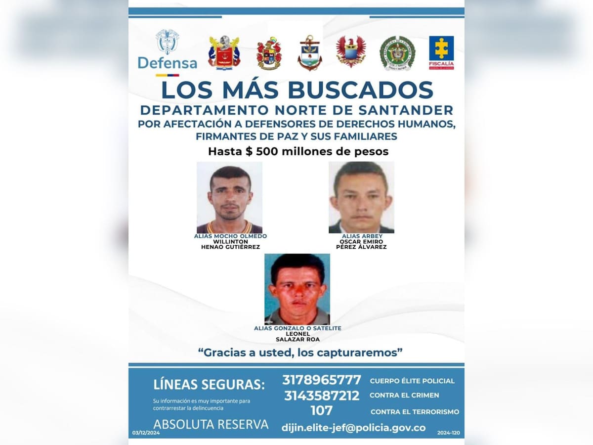 Este es el cartel de los más buscados en Norte de Santander