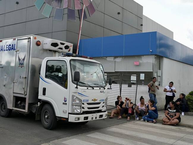 Relatives of inmates wait for information outside Medicina Legal in Guayaquil, Ecuador, on April 15, 2023, after clashes broke out in the Guayas 1 prison. - At least 12 inmates were killed in fresh clashes that broke out in a prison in the Ecuadoran port of Guayaquil, the prosecutor's office said Saturday, the latest deadly violence to rock the city's penitentiaries. (Photo by Marcos Pin / AFP) (Photo by MARCOS PIN/AFP via Getty Images)