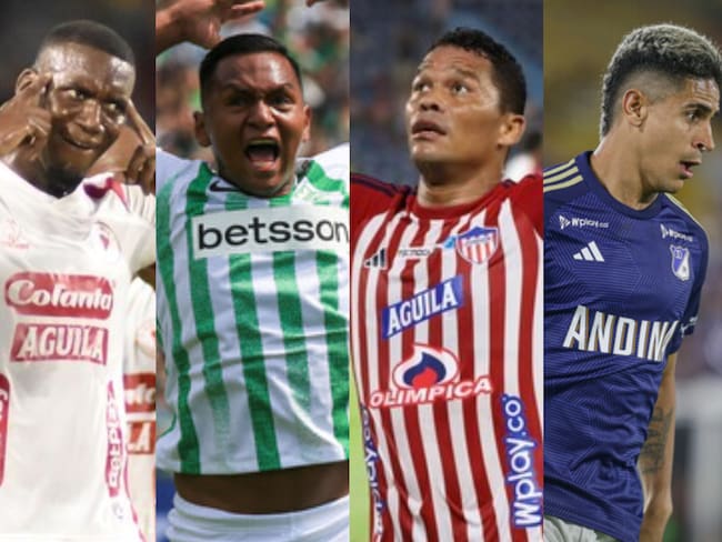 Brayan Medina, Alfredo Morelos, Carlos Bacca, Daniel Cataño. Foto: (Colprensa - Jorge Cuellar) / (Colprensa - Catalina Olaya) / (Colprensa: Jairo Kassiani Valdez) / (Colprensa - Cristian Bayona).