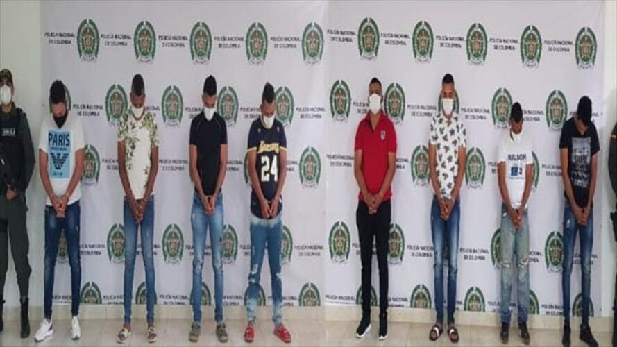 Capturan a ocho presuntos integrantes del Clan del Golfo en Montería. Foto: Cortesía Prensa Policía