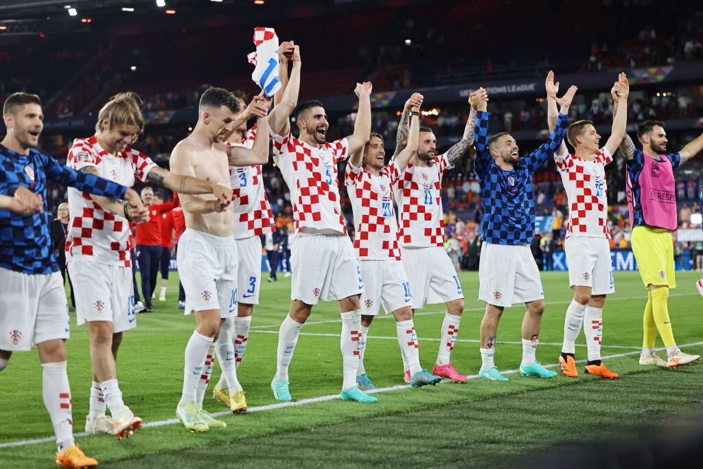 Jugadores de la Selección de Croacia celebran el pase a la final de la UEFA Nations League. Foto: Christof Koepsel/Getty Images,
