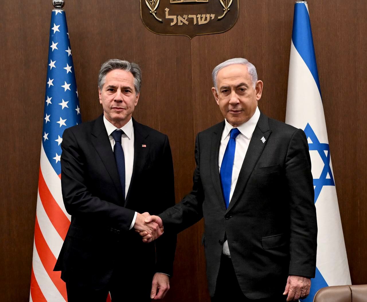 Antony Blinken y  Benjamín Netanyahu. Foto: EFE/David Azagury