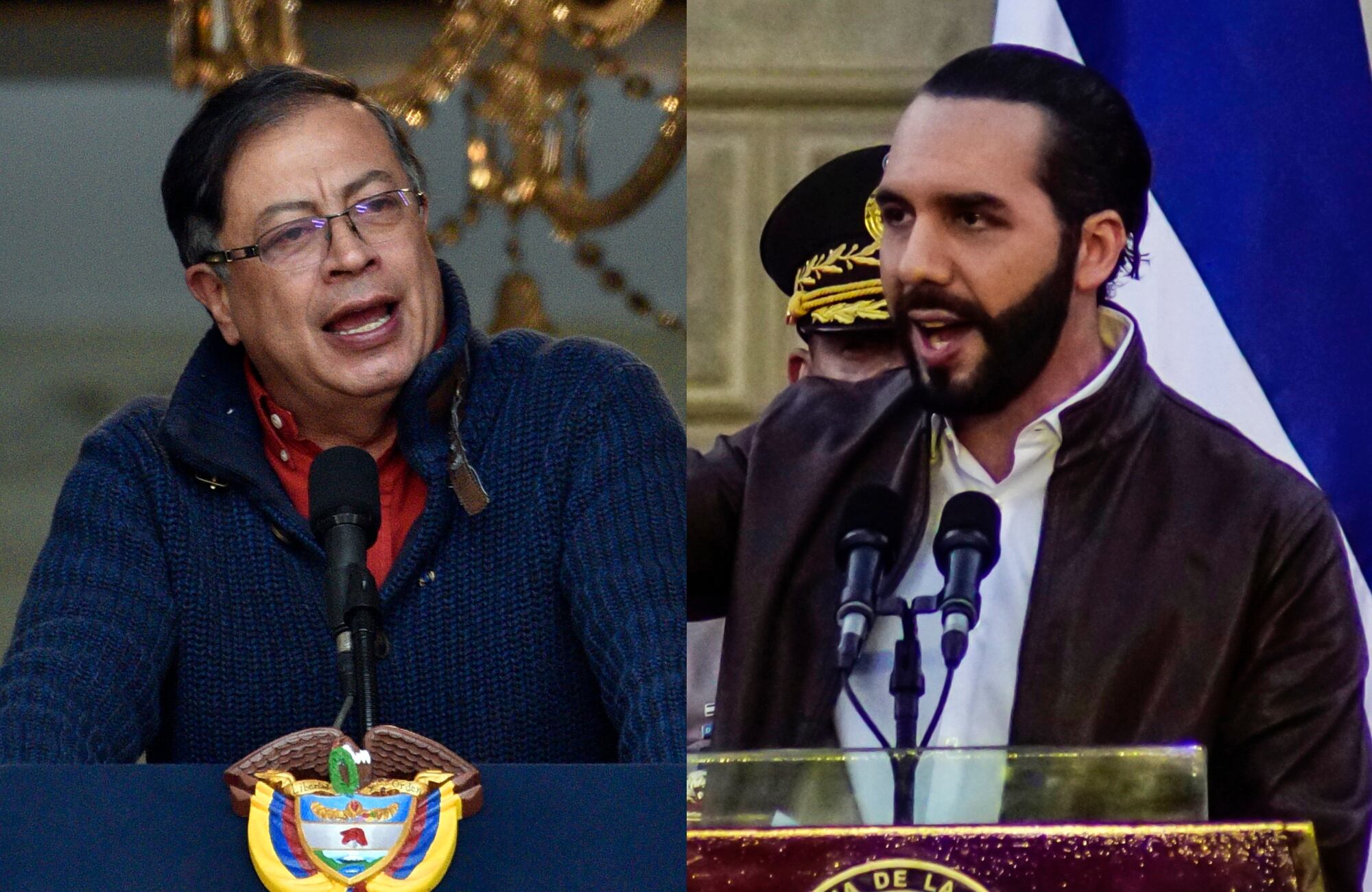 Gustavo Petro y Nayib Bukele. Foto: (Photo by Guillermo Legaria Schweizer/Getty Images) /  (Photo by APHOTOGRAFIA/Getty Images)