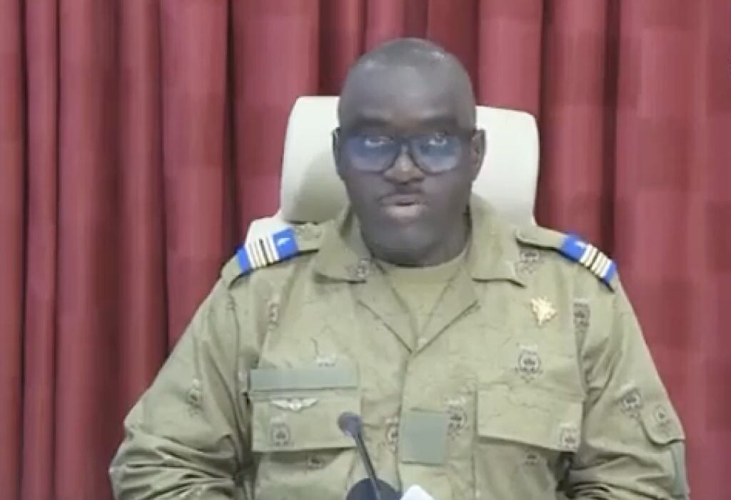 Coronel mayor Amadou Abdramane, portavoz de la junta autodenominada Consejo Nacional de Salvaguardia de la Patria (CNSP). Foto: GettyImages