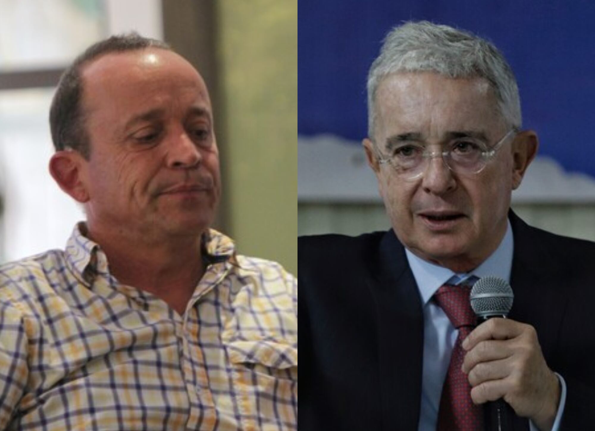 Santiago Uribe y Álvaro Uribe. Foto: (Colprensa - Álvaro Tavera) / (Colprensa - Camila Díaz)