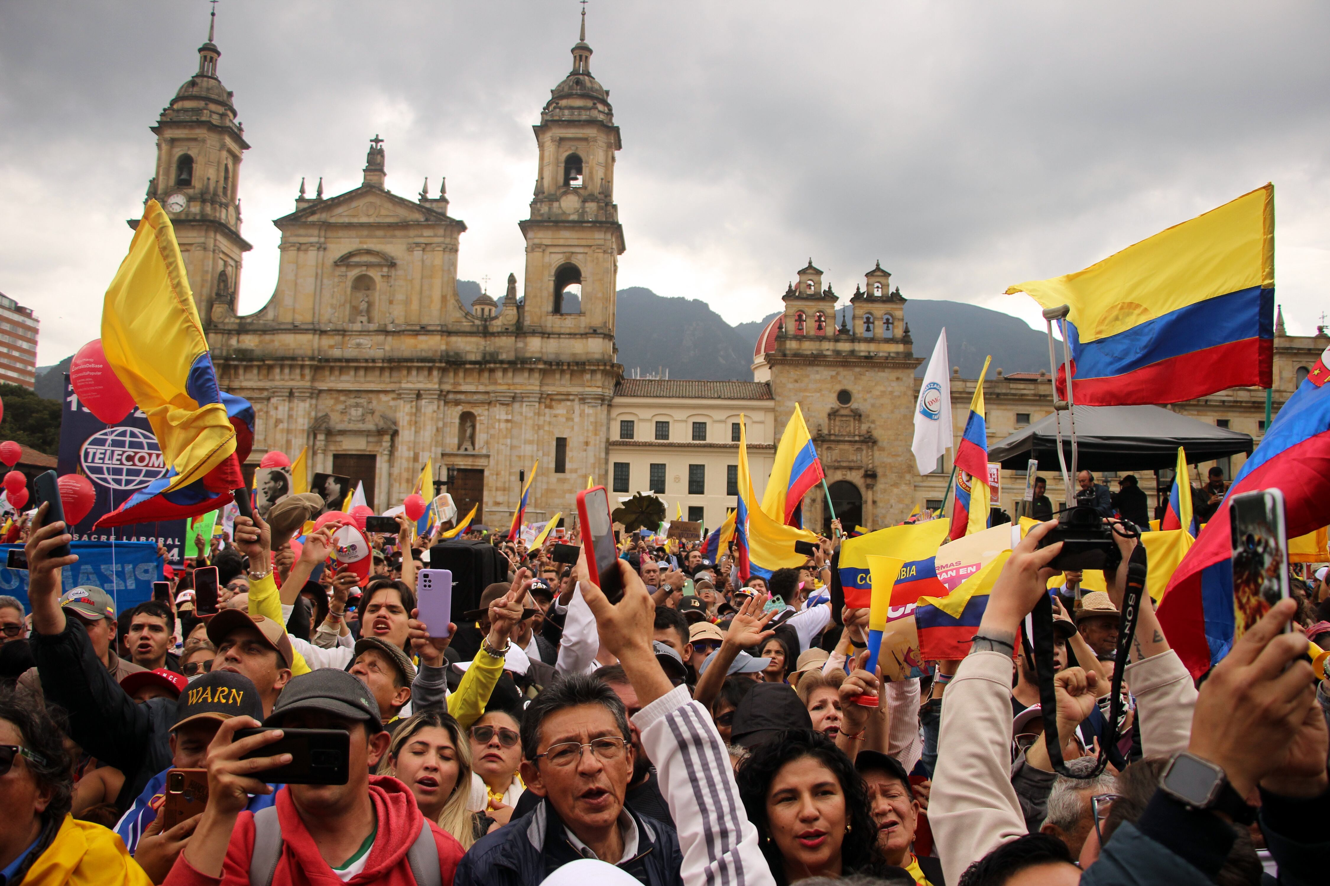 Apoyo a las reformas propuestas por el presidente Gustavo Petro, 18 de marzo de 2025. (Foto: Jorge Londono/Long Visual Press/Universal Images Group vía Getty Images)