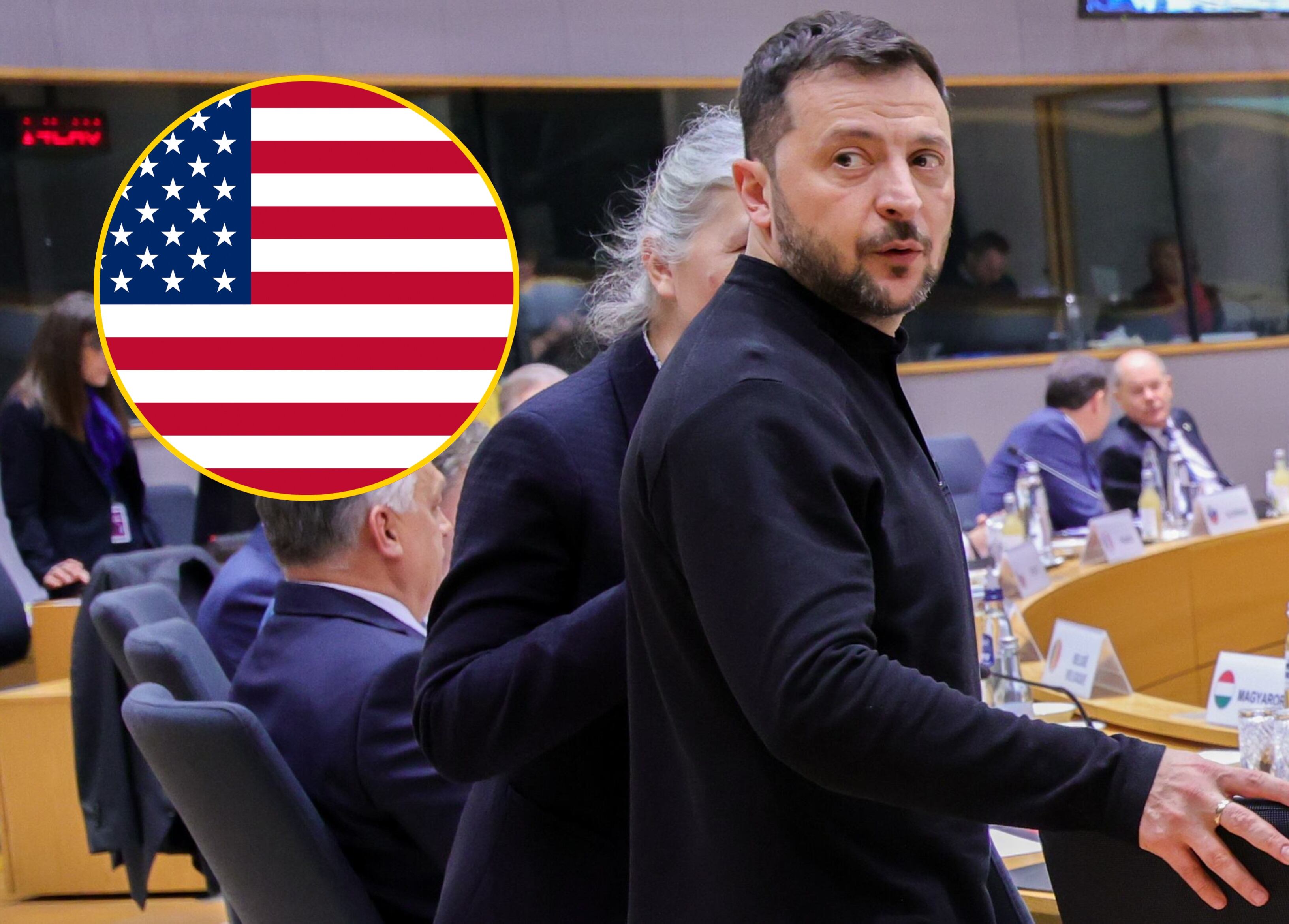 Volodímir Zelenski atiende al Consejo Europeo en Bruselas, Bélgica. FOTO: EFE/EPA/OLIVIER MATTHYS