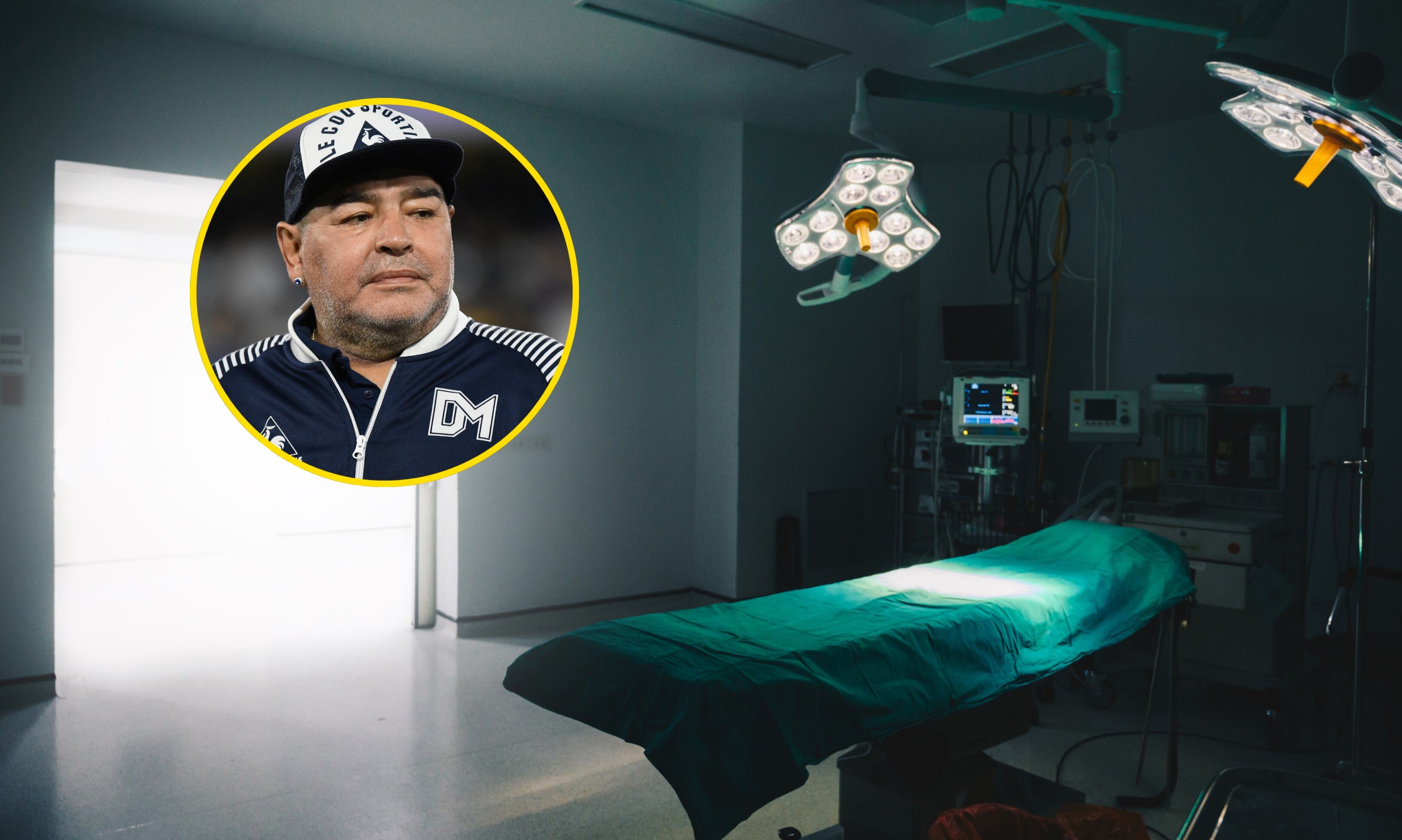 Quirófano vacío. FOTO: Imagen de referencia Getty Images. // Diego Maradona. FOTO: Gustavo Garello/Jam Media/Getty Images