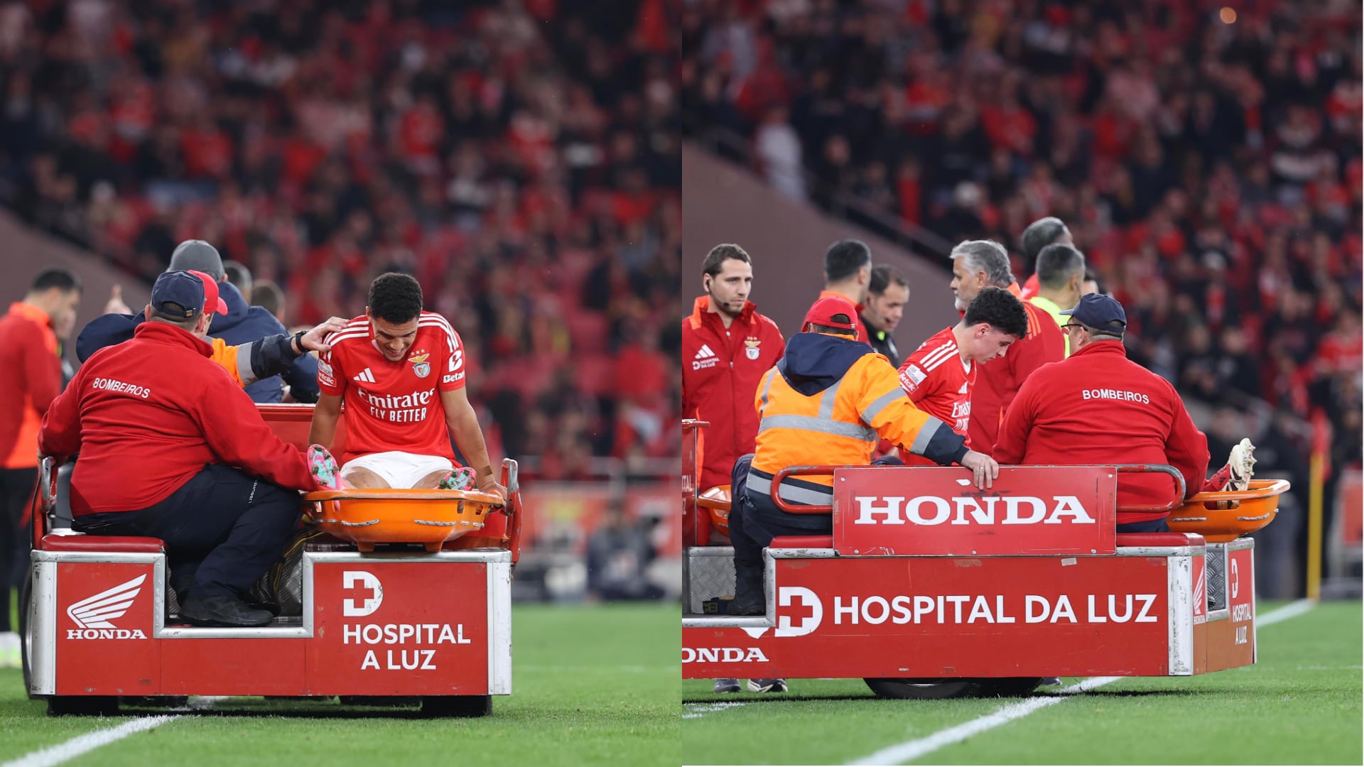 Manu Silva y Alexander Bah. FOTO: SLBenfica via X