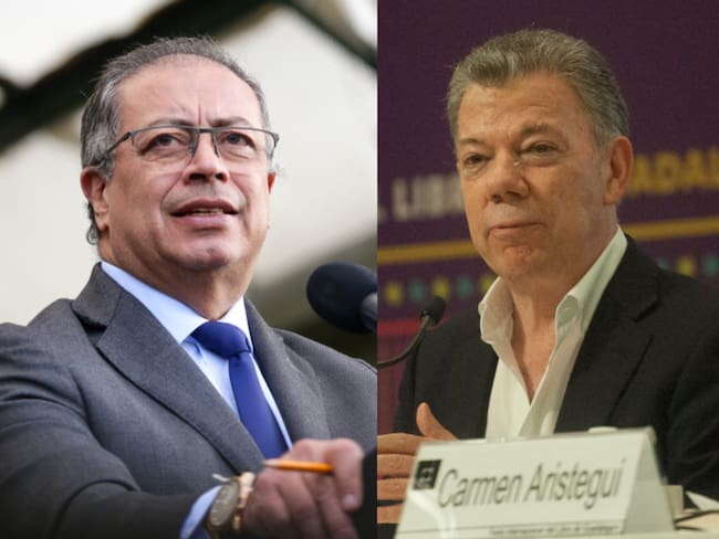 Presidente Gustavo Petro y Juan Manuel Santos. Foto: Colprensa y Getty Images.