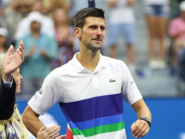 Novak Djokovic rompió en llanto luego antes de perder ante Daniil Medvédev en el US Open. Foto: Matthew Stockman/Getty Images