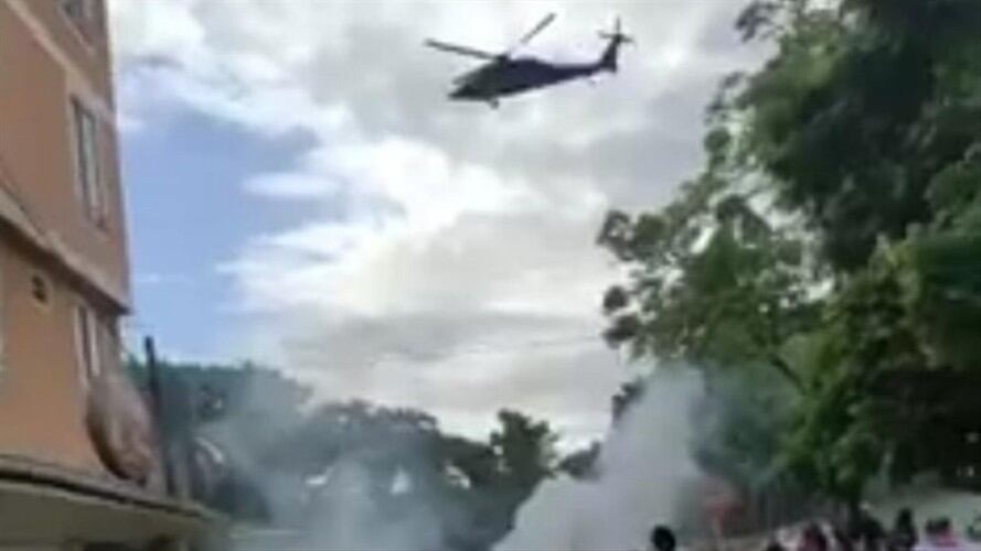 Desmienten que fuerza pública le este disparando a la población desde helicópteros. Foto: Captura de video en redes sociales