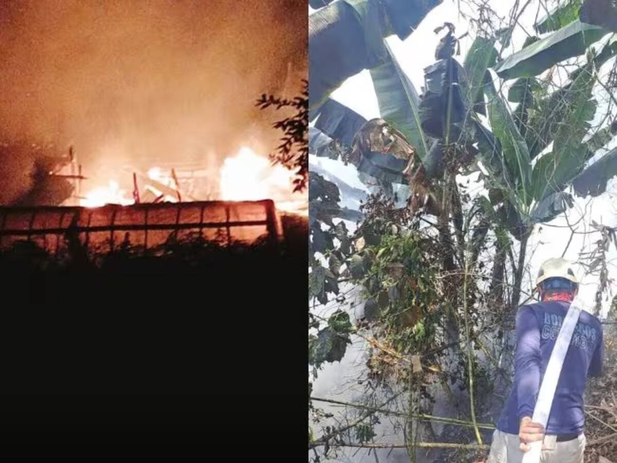 Dos incendios consumieron una casa y varios cultivos de plátano en Caldas