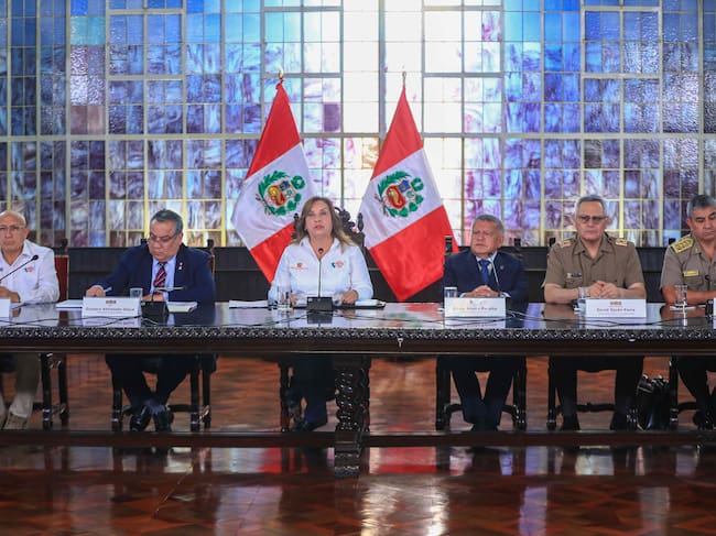 Mandataria peruana, Dina Boluarte, desde el Palacio de Gobierno. FOTO: EFE/ Presidencia de Perú.
