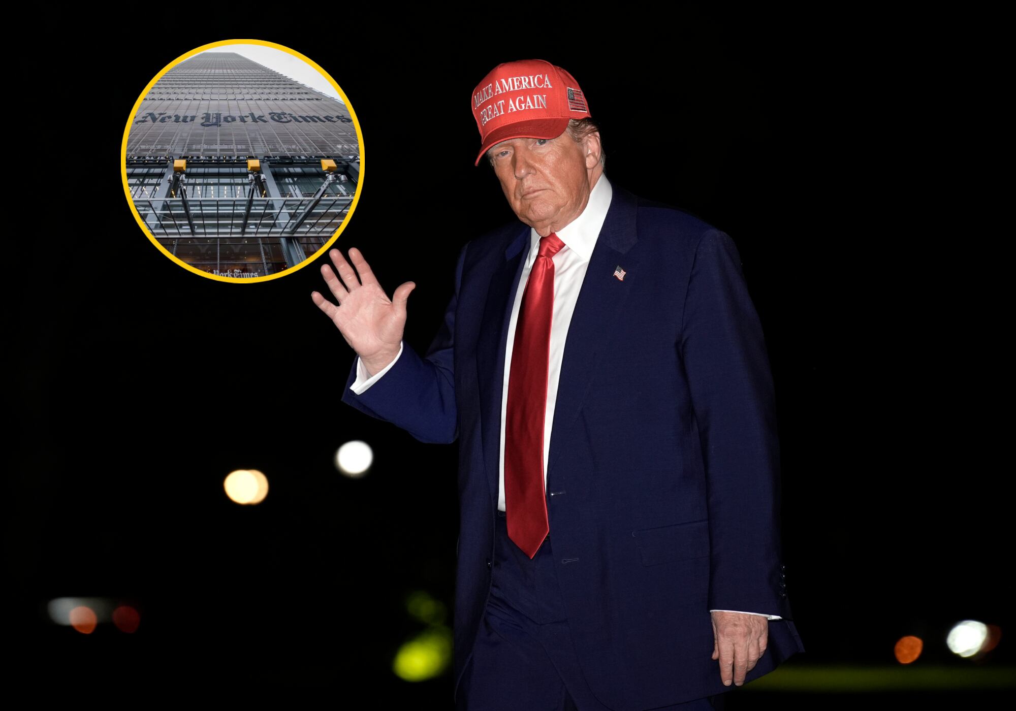 Trump estaría pensando en demandar al New York Times. Foto: EFE y Getty Images.