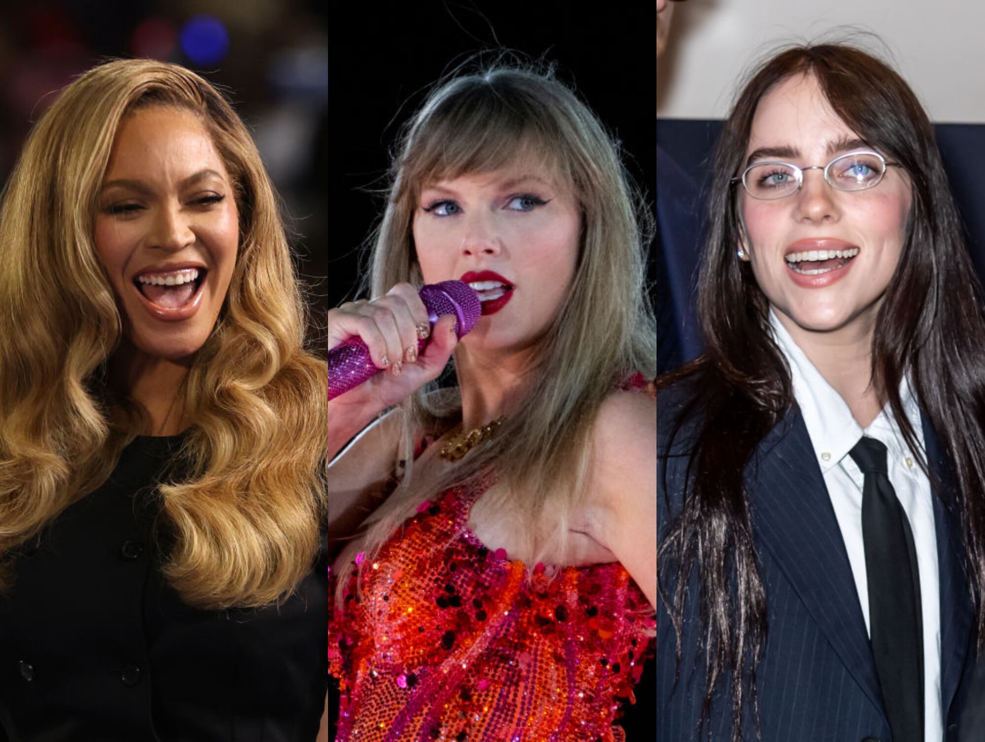 Beyoncé, Taylor Swift y Billie Eilish. I Fotos: Getty Images.