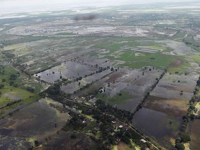 La imagen muestra las graves inundaciones ocasionadas por las lluvias en las regionagricola de lorica, córdoba. Foto: Colprensa.