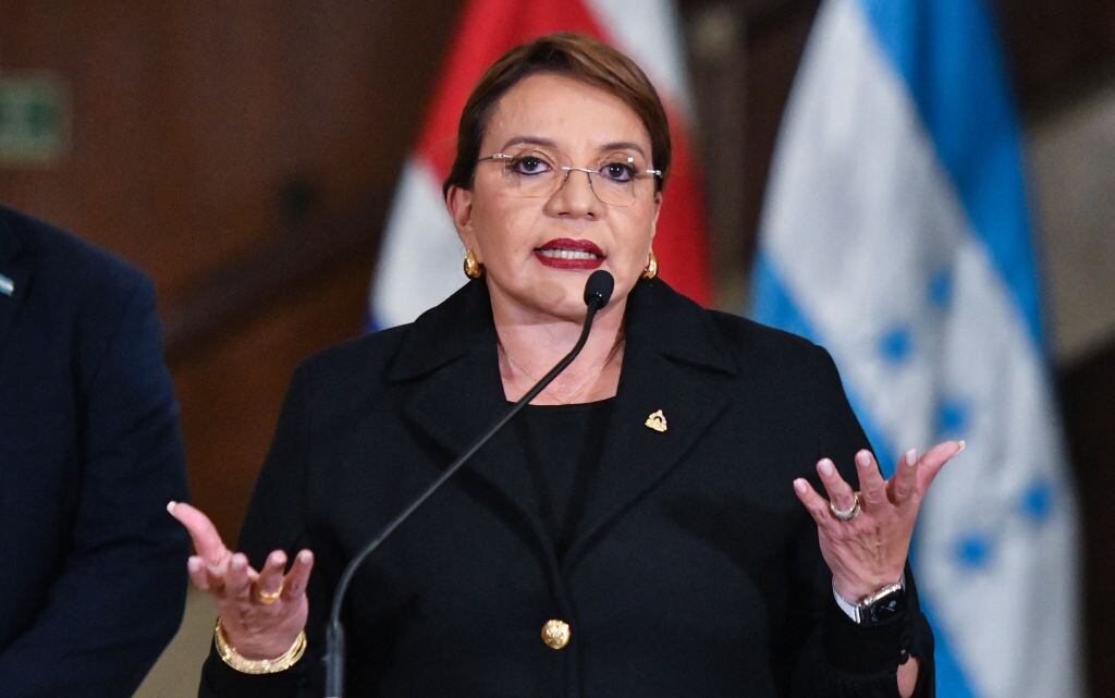 Presidenta pro tempore de la Comunidad de Estados Latinoamericanos y Caribeños (CELAC) y presidenta de Honduras, Xiomara Castro. Foto EZEQUIEL BECERRA/AFP vía Getty Images